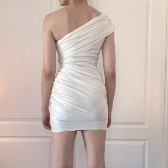 Alexander Wang White Jersey One Shoulder Mini Dress, size 10 (fits like 6/8) - Picture 2 of 9